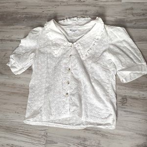White, Laced, Collared Shirt